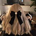 Black Velvet Bow Hair Clip | Retro Duckbill Camellia Hairpin Hair Clip QXL Ribbon Rose