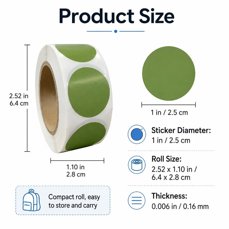 25mm Round Dot Label Stickers Roll | Color Coding & Sorting Color Coding Stickers QXL