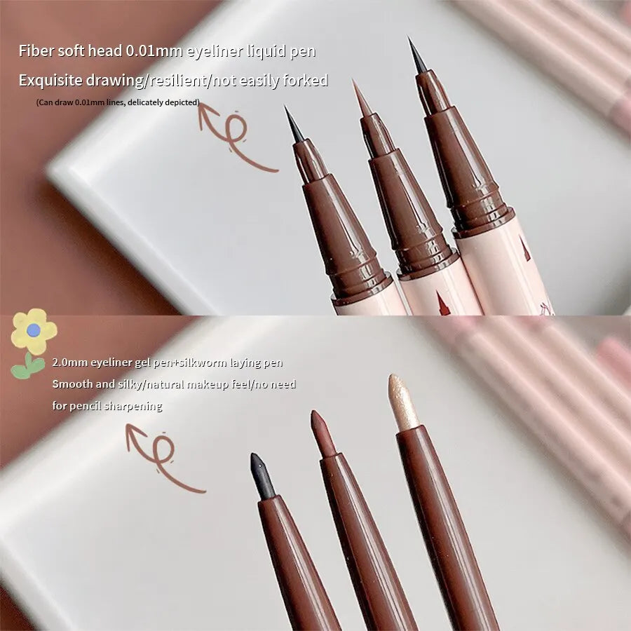MAXFINE Double Head Liquid Eyeliner | Fine Tip Waterproof Pen Liquid Eyeliner Pen QXL