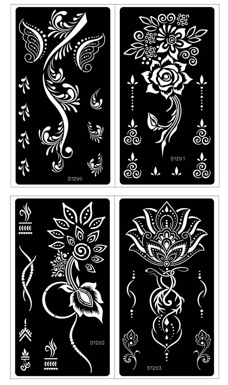 Indian Henna Hollow Tattoo Stencil | Temporary Body Art Template Tattoo Stencil Template QXL