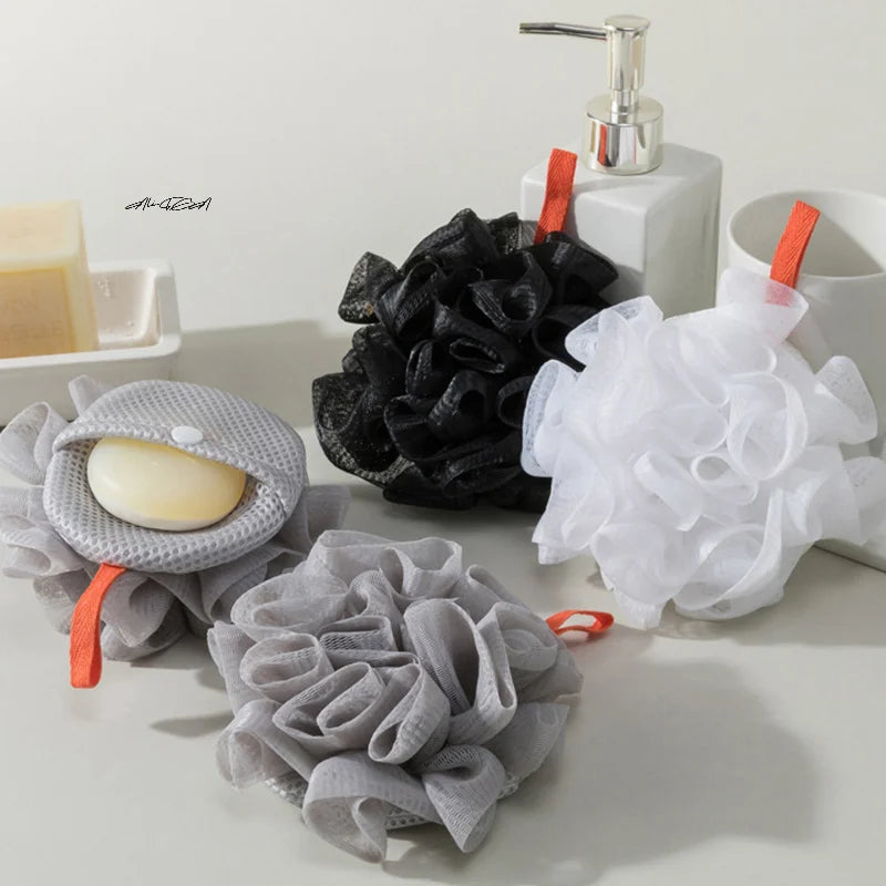 2-in-1 Loofah Bath Ball | Soap Dispenser & Body Scrubber Exfoliating Bath Scrubber QXL