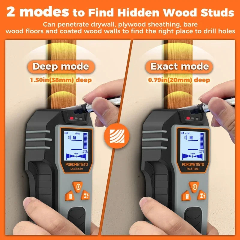 POROMETISTO DSF01 6-in-1 Stud Finder Wall Scanner | LCD Stud Finder Scanner QXL