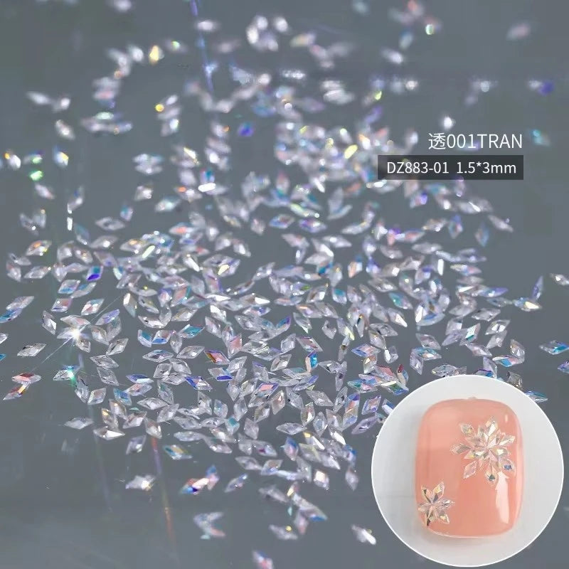 5A Aurora Zircon Nail Rhinestones | 50pc Mixed Shapes Charms Nail Art Rhinestones QXL
