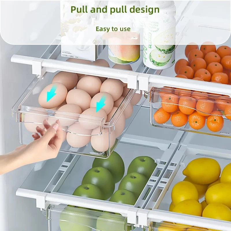 Transparent Fridge Under-Shelf Drawer Organizer Box Fridge Drawer Organizer QXL
