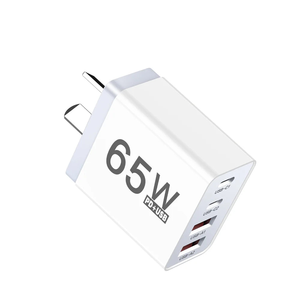 65W USB-C PD Fast Charger Wall Adapter | AU EU UK Plug USB-C Wall Charger QXL