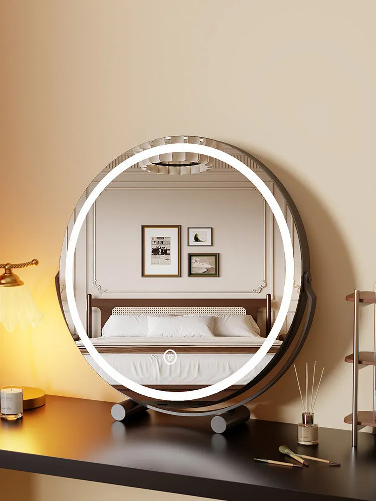 LED Vanity Mirror with Lights | HD Round Desktop Makeup Mirror LED Makeup Mirror QXL