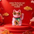Solar Waving Lucky Cat | Maneki Neko Car & Desk Decor Decorative Figurine QXL Pink