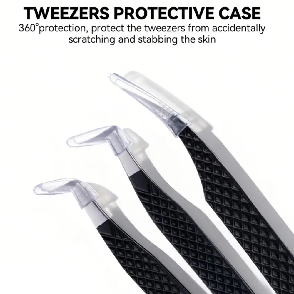 Flat Clamp Eyelash Extension Tweezers | Anti-Slip Fiber Tip Eyelash Extension Tweezers QXL