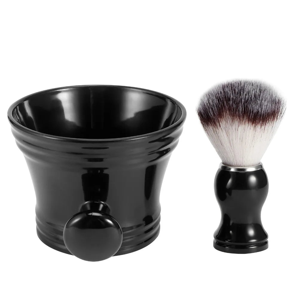 Shaving Brush & Bowl Set | ABS Nylon Compact Beard Kit Shaving Brush Set QXL black