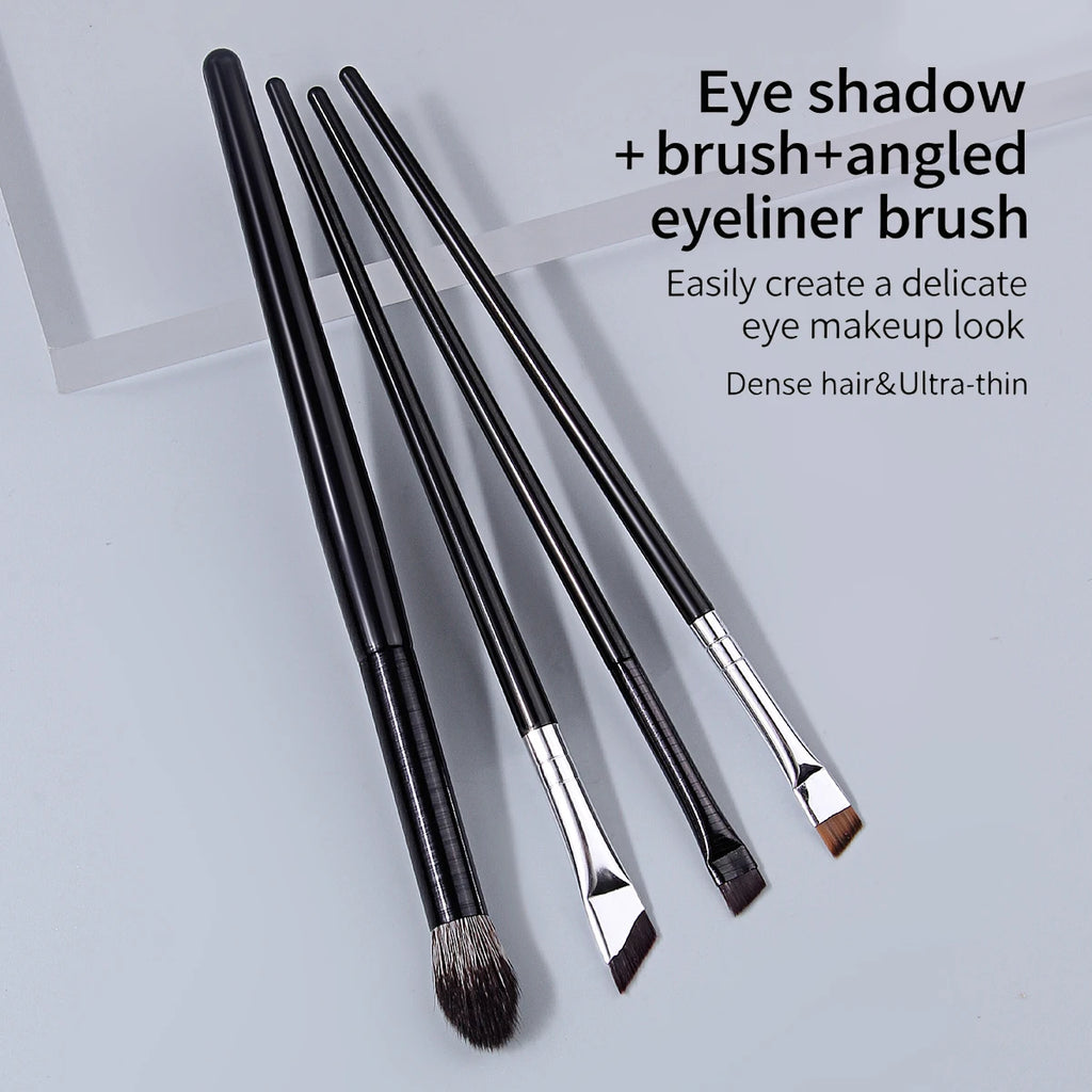 KOSSHOW 4-Pc Eye Makeup Brush Set – Eyeshadow & Eyeliner Eye Makeup Brush Set QXL black