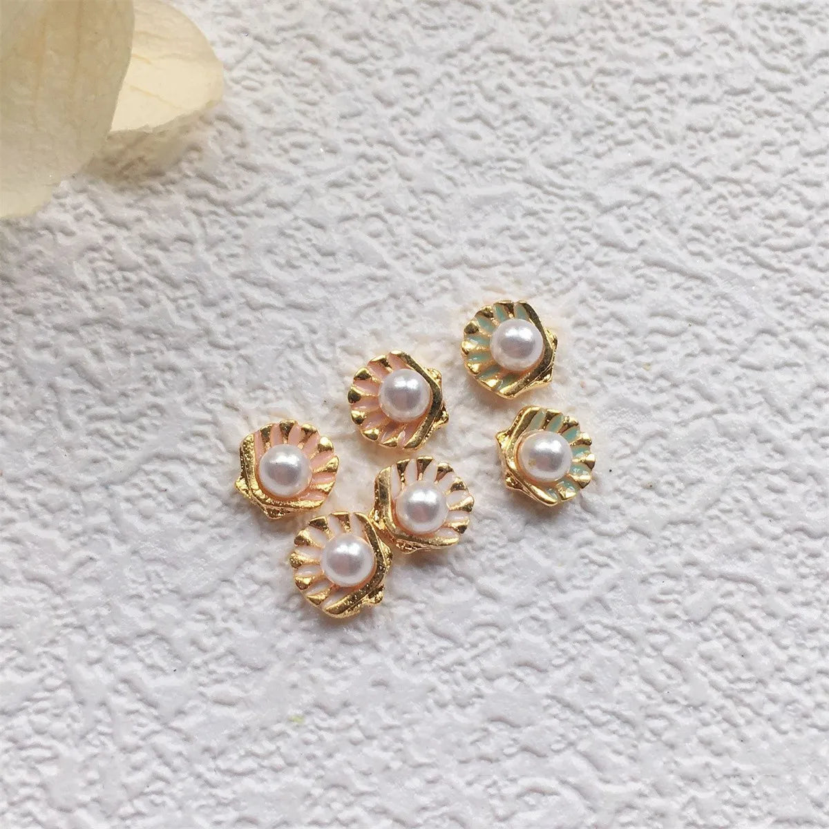 10-Pc 3D Alloy Nail Charms | Starfish Pearl Shell Kawaii Nail Art Charms QXL