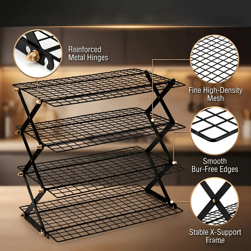 Foldable Stackable Metal Wire Baking Cooling Rack | Drying Baking Cooling Rack QXL