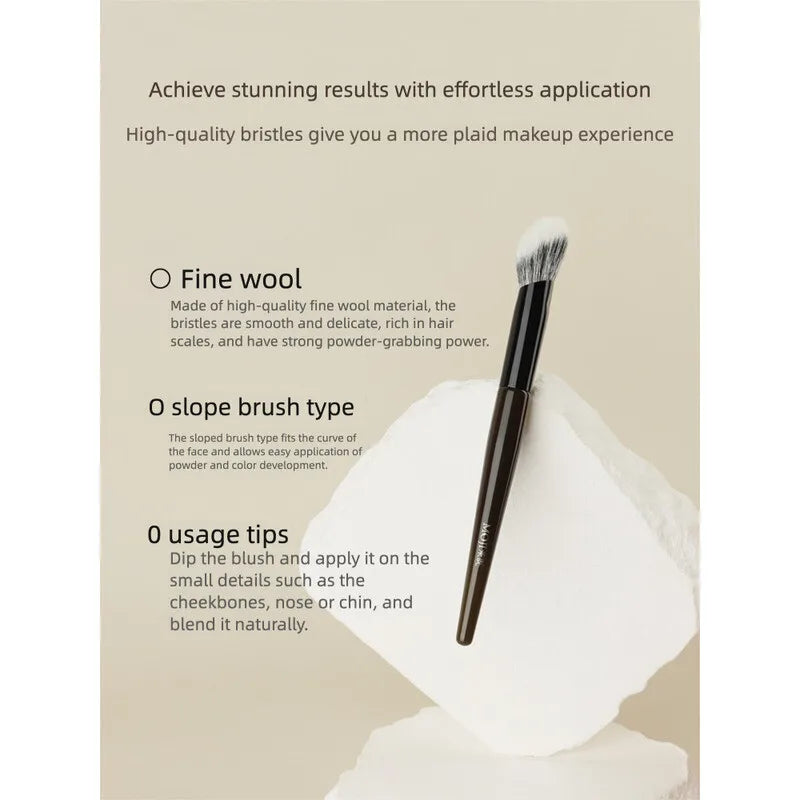 L63 Slope Goat Hair Blush & Contour Brush | Professional Blush Contour Brush QXL