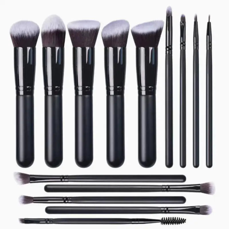 14-Piece Makeup Brush Set | Soft Synthetic Rose Gold Ferrule Makeup Brush Set QXL