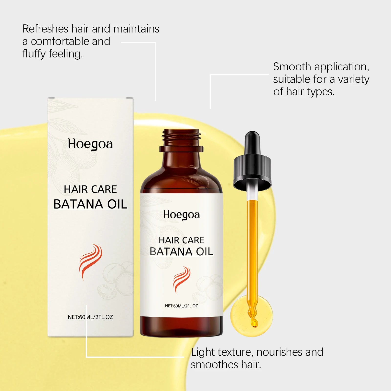 HOEGOA Batana Hair Oil 60ml – Strengthen & Nourish All Hair Types Hair Treatment Oil QXL