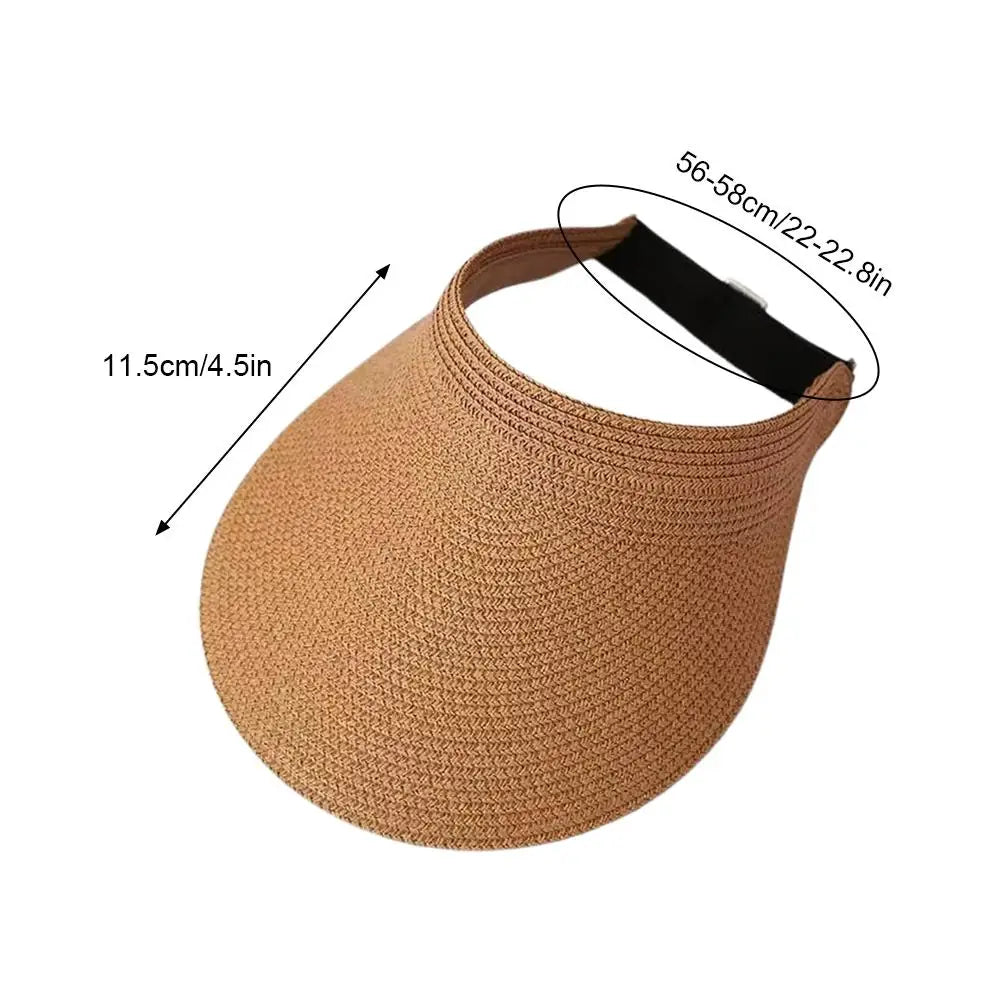 Wide Brim Straw Sun Visor Hat UPF50+ | Adjustable Beach Cap Sun Visor Hat QXL
