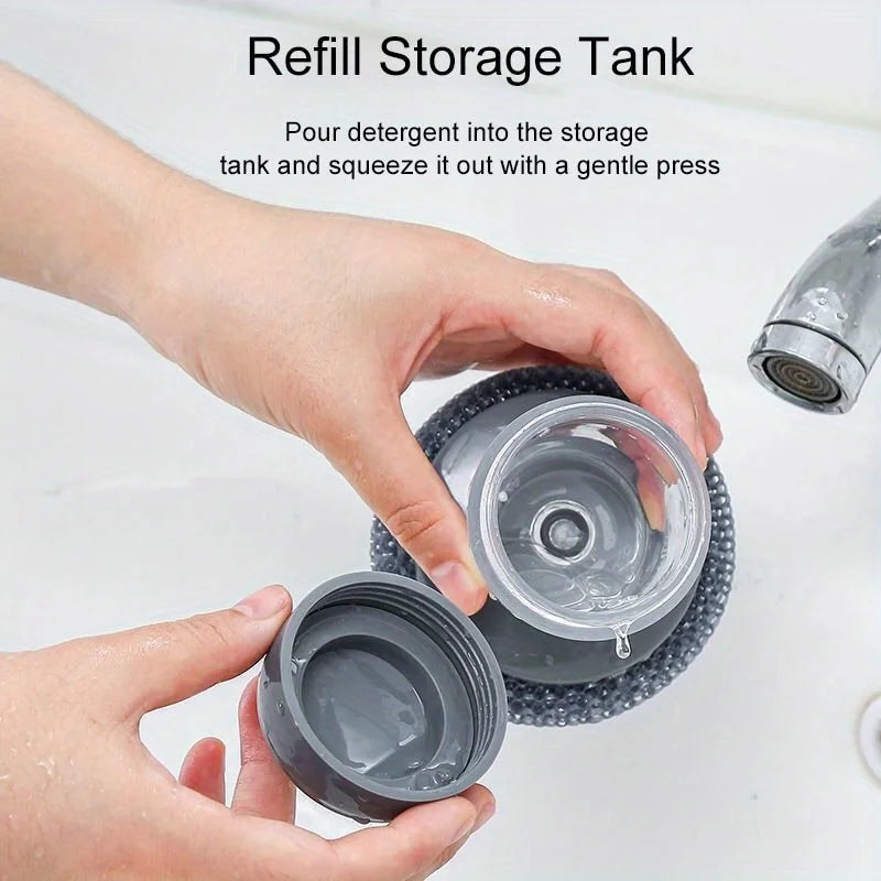 Soap Dispensing Dish Brush | Push-Button Kitchen Scrubber Soap Dispensing Brush QXL