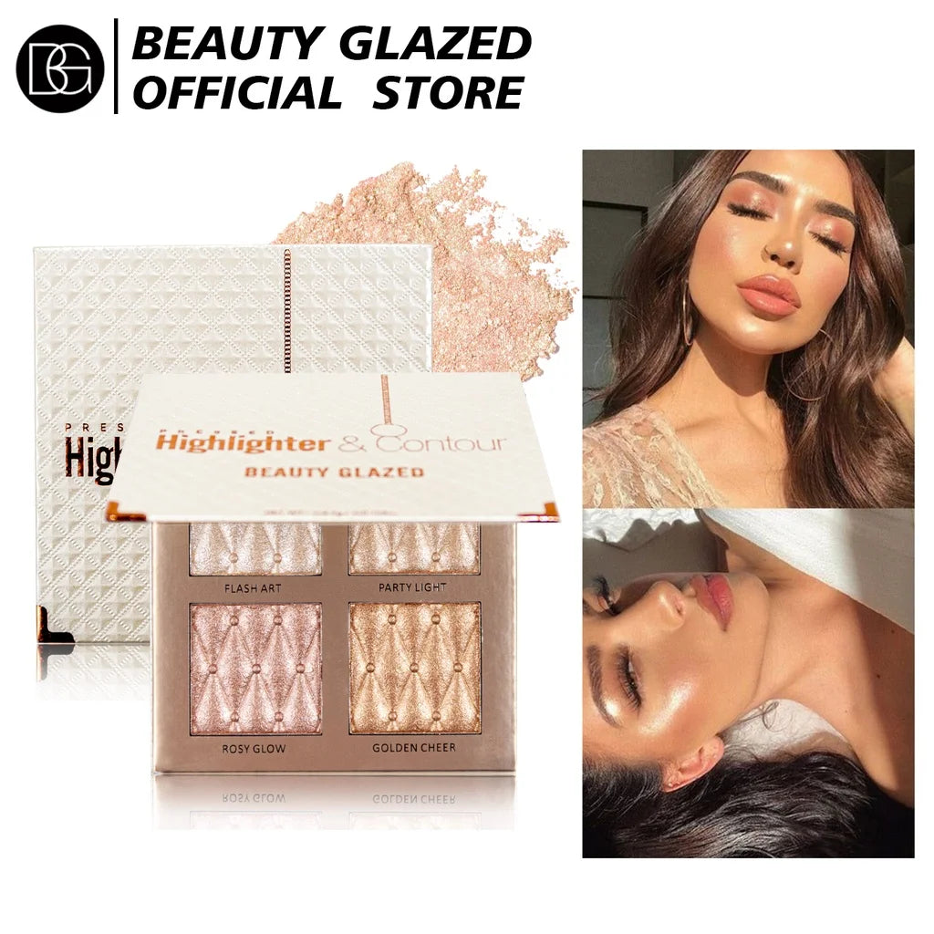 Beauty Glazed 4-Color Contour & Highlighter Powder Palette Contour Highlighter Palette QXL Default Title