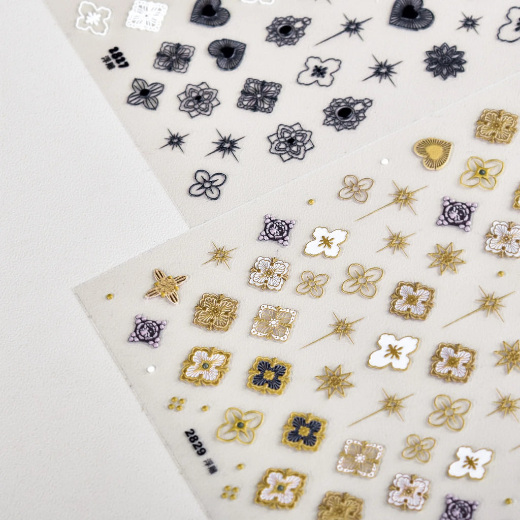 5D Luxury Gold & Silver Hot Stamping Nail Art Stickers Nail Art Stickers QXL