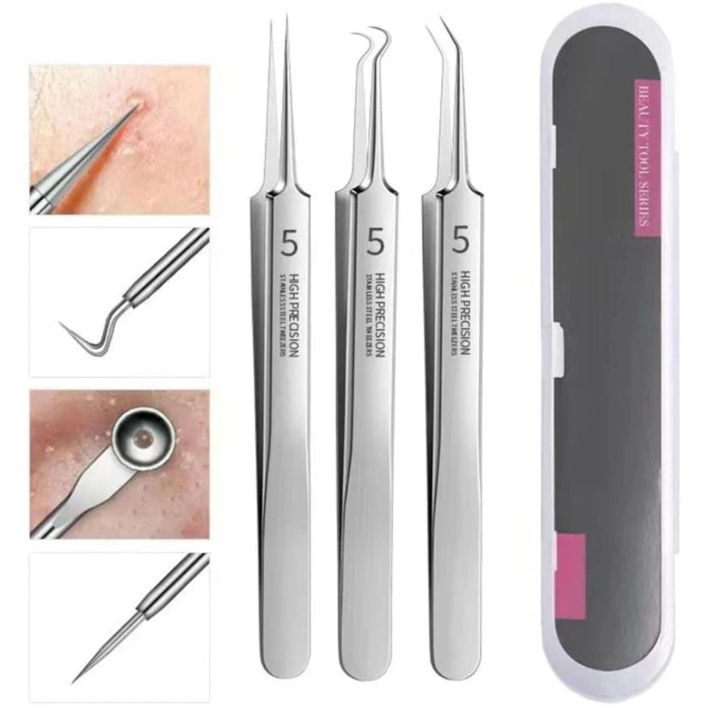 3-Piece Stainless Steel Facial Pore Cleansing Tool Set Pore Cleansing Tool Set QXL