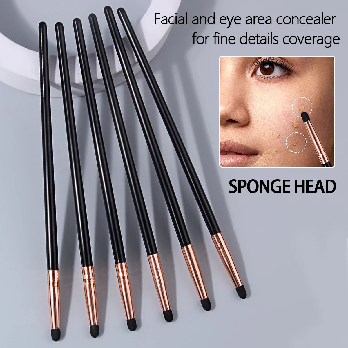 KOSSHOW Sponge Concealer Brush Set – Rose Gold Ferrule Concealer Brush Set QXL