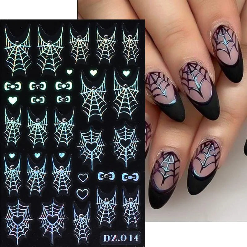 Halloween Spider Nail Stickers | Spooky Slide Decals 1–4 Pack Nail Art Stickers QXL