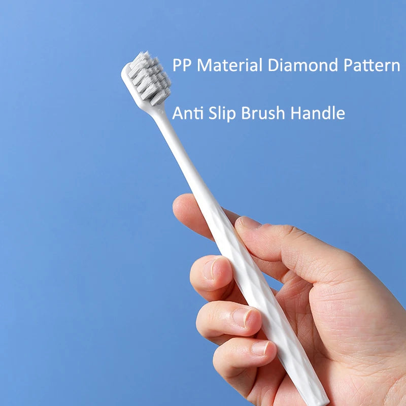 2-Pack Silver Ion Antibacterial Soft Toothbrushes – Wide Head Manual Toothbrush Set QXL