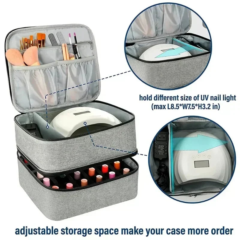 30-Compartment Double-Layer Nail Polish Storage Bag & Case Nail Storage Bag QXL