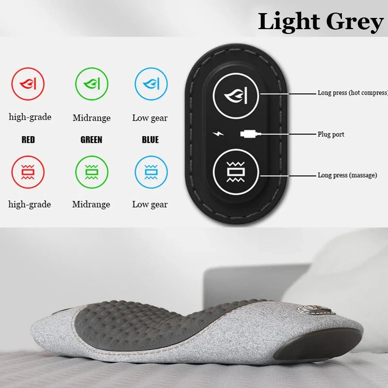 Heated Memory Foam Lumbar Massage Cushion | Waist Support Pad Lumbar Support Cushion QXL Light gray