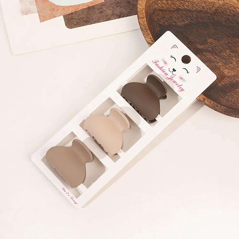 3-Pack Frosted Geometric Mini Hair Claw Clips – Coffee Hair Claw Clips QXL