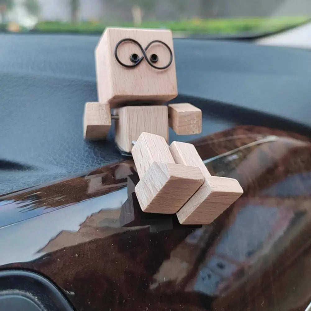 Shaking Head Wooden Doll Figurine | Car Dashboard Ornament Car Dashboard Ornament QXL