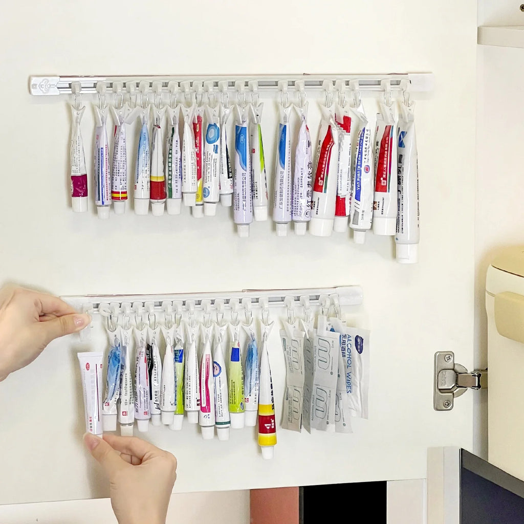 20-Clip Hanging Slide Rail Storage Rack | Door Cabinet Organizer Hanging Storage Rack QXL
