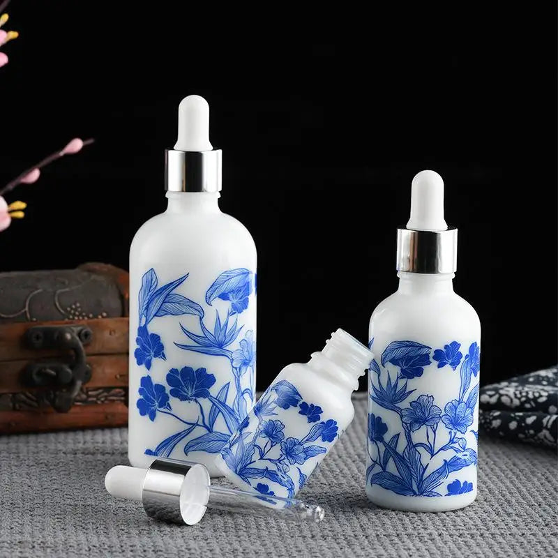 Ceramic Blue & White Porcelain Essential Oil Dropper Bottles Essential Oil Dropper Bottle QXL