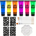 6-Pack Neon UV Glow Face & Body Paint – 6 Colors, 25ml UV Face & Body Paint QXL WG-Glow Paint-9pcs