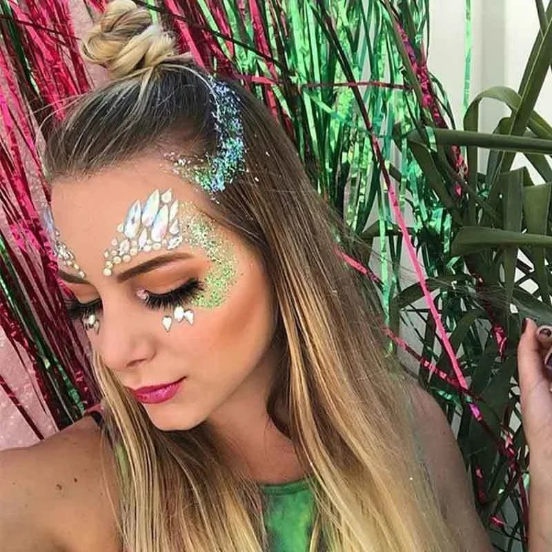 3D Glitter Rhinestone Face Jewel Stickers | Temporary Tattoos Temporary Face Gems QXL