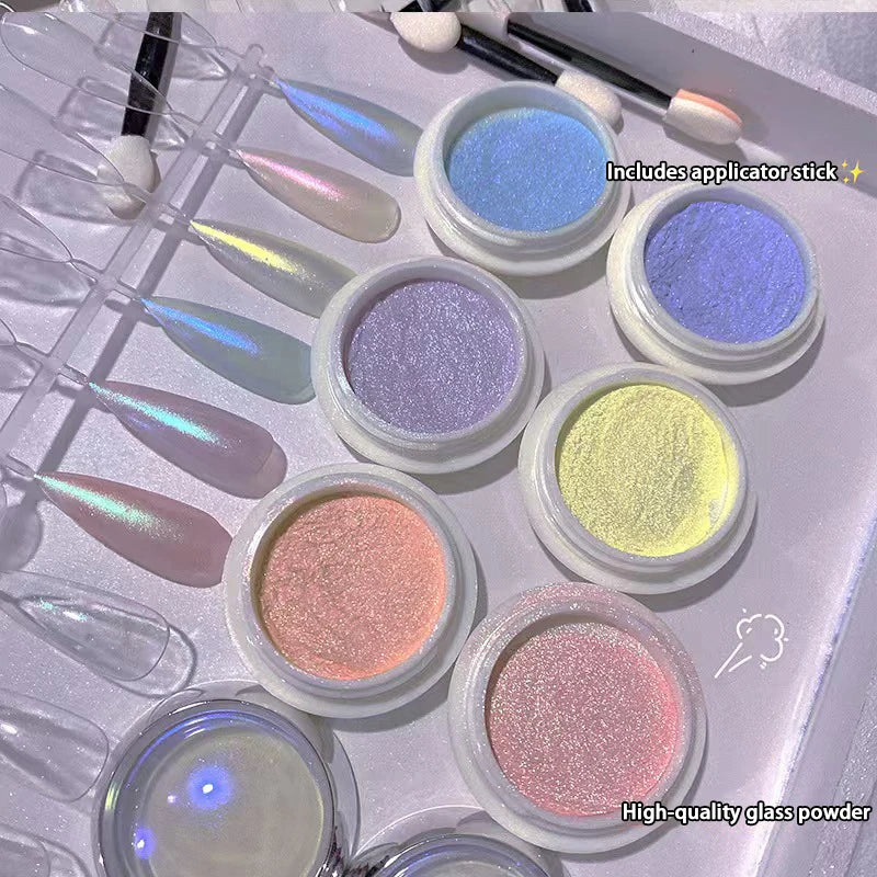 6-Piece Aurora Holographic Nail Powder | Mirror Chrome Effect Set Nail Art Powder QXL
