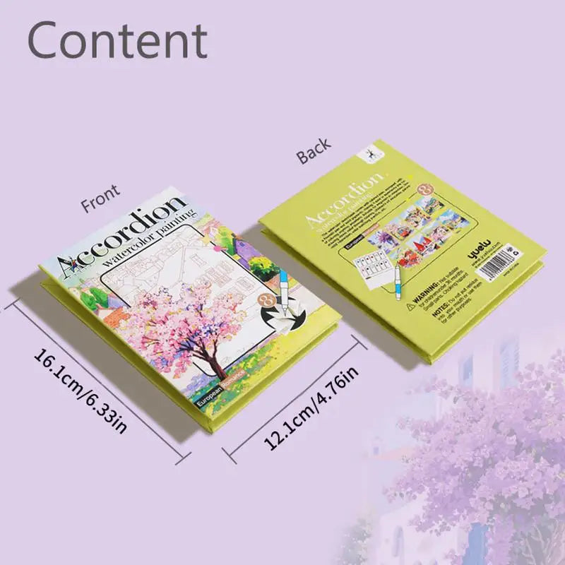 Portable Watercolor Sketchbook for Kids | Foldable Art Pad Watercolor Sketchbook QXL