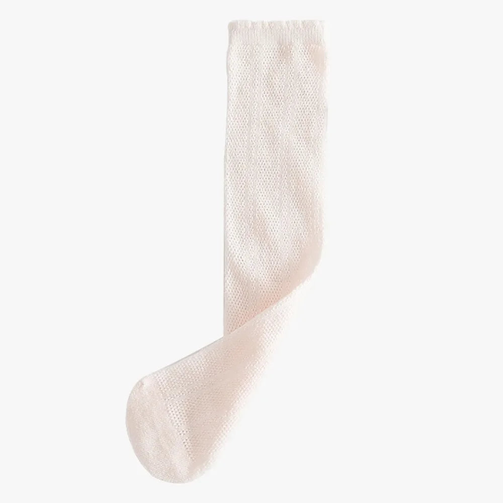 Girls Cotton Mesh Knee-High Stockings | Hollow Long Socks 2–12Y Kids Knee-High Socks QXL B337 Pink 6-12years