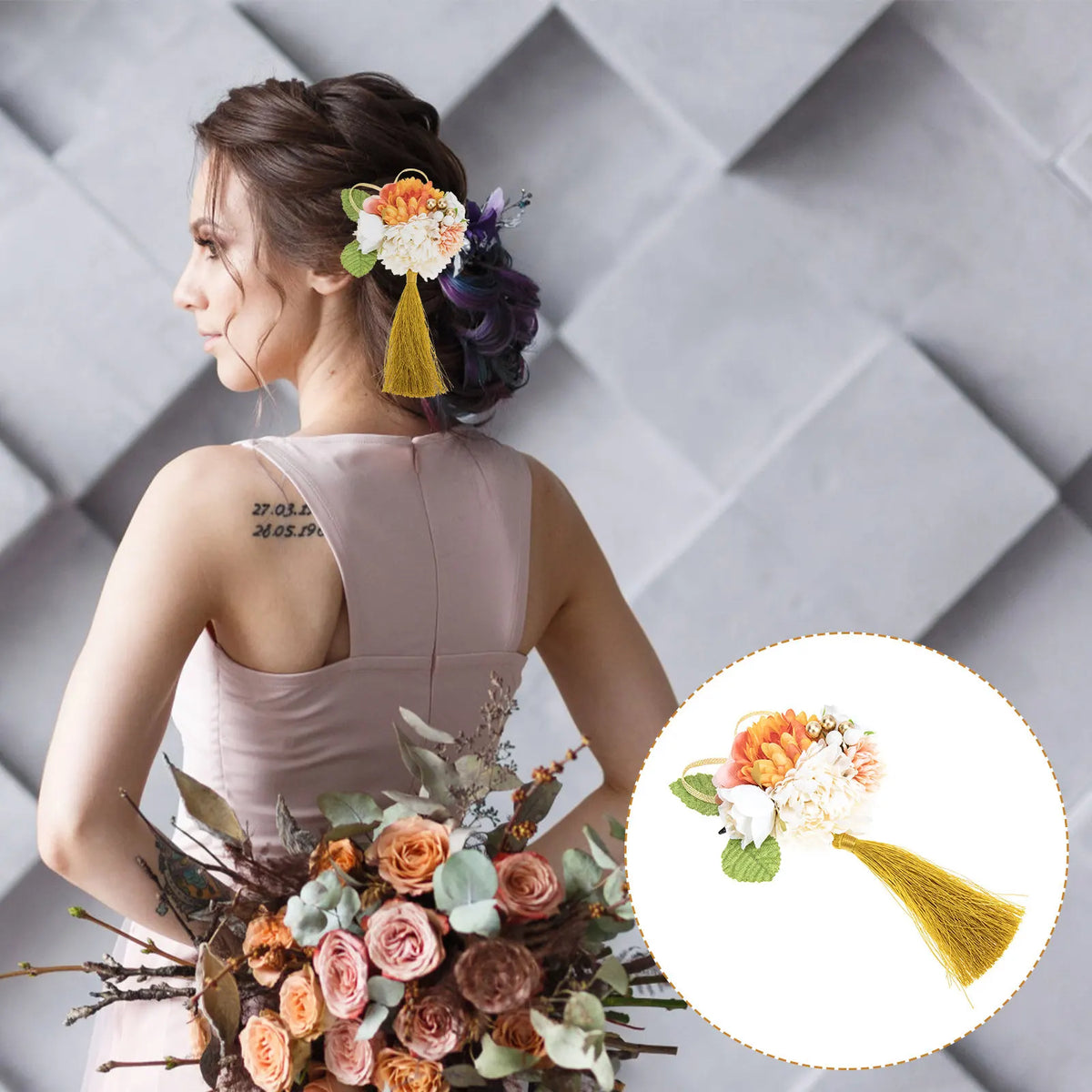 Japanese Silk Flower Hair Clip Barrette | Elegant Floral Women's Floral Hair Barrette QXL