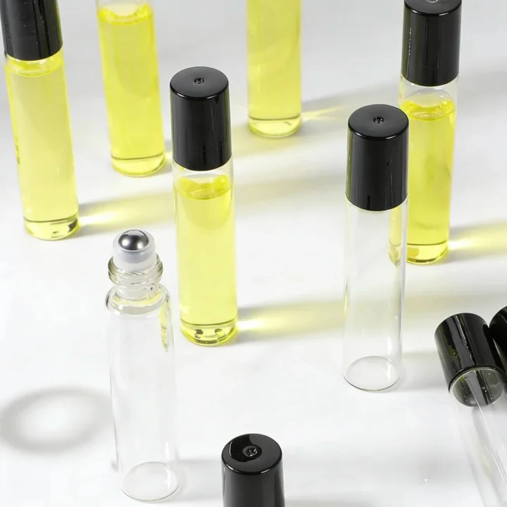 10-Pack Glass Roll-On Bottles 0.34 oz | Stainless Steel Roller Roll-On Bottle Set QXL