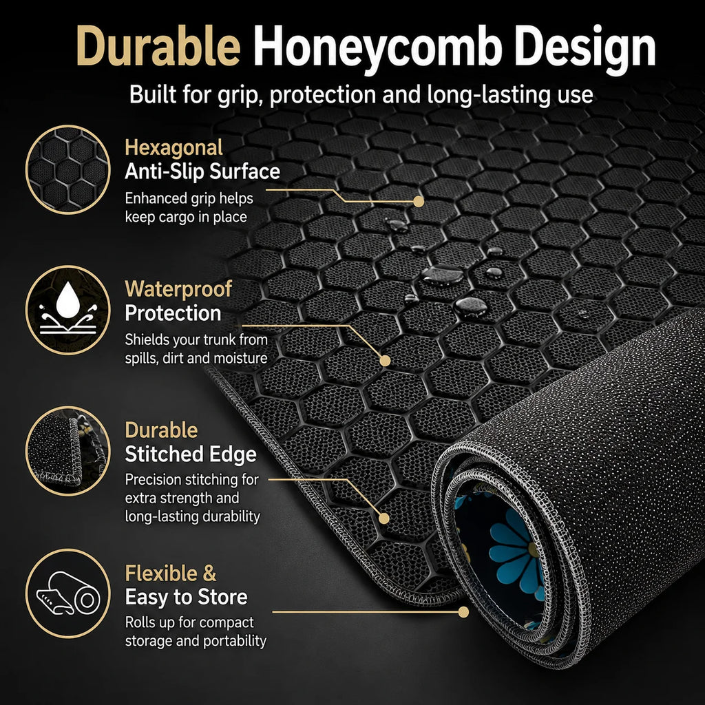 Black Hexagonal Car Trunk Mat | Waterproof Cargo Liner Car Cargo Liner QXL