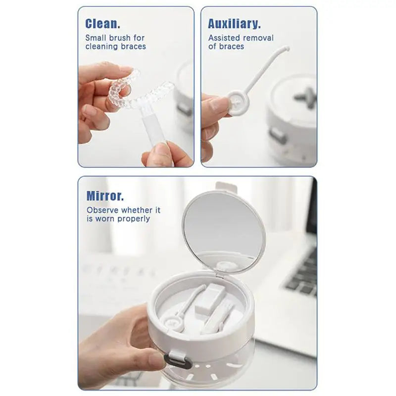 2-in-1 Leakproof Denture & Retainer Case | Stackable Storage Denture Retainer Case QXL