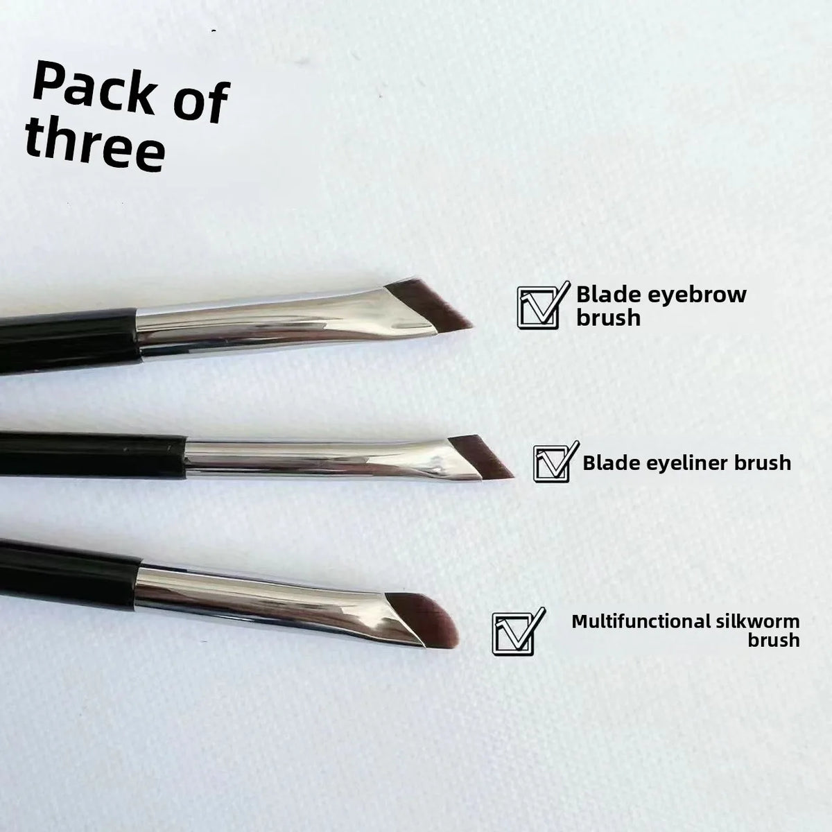 Blade Eyeliner & Eyebrow Brush | Ultra-Thin Angled Tip Eyeliner Makeup Brush QXL 3Pcs Set