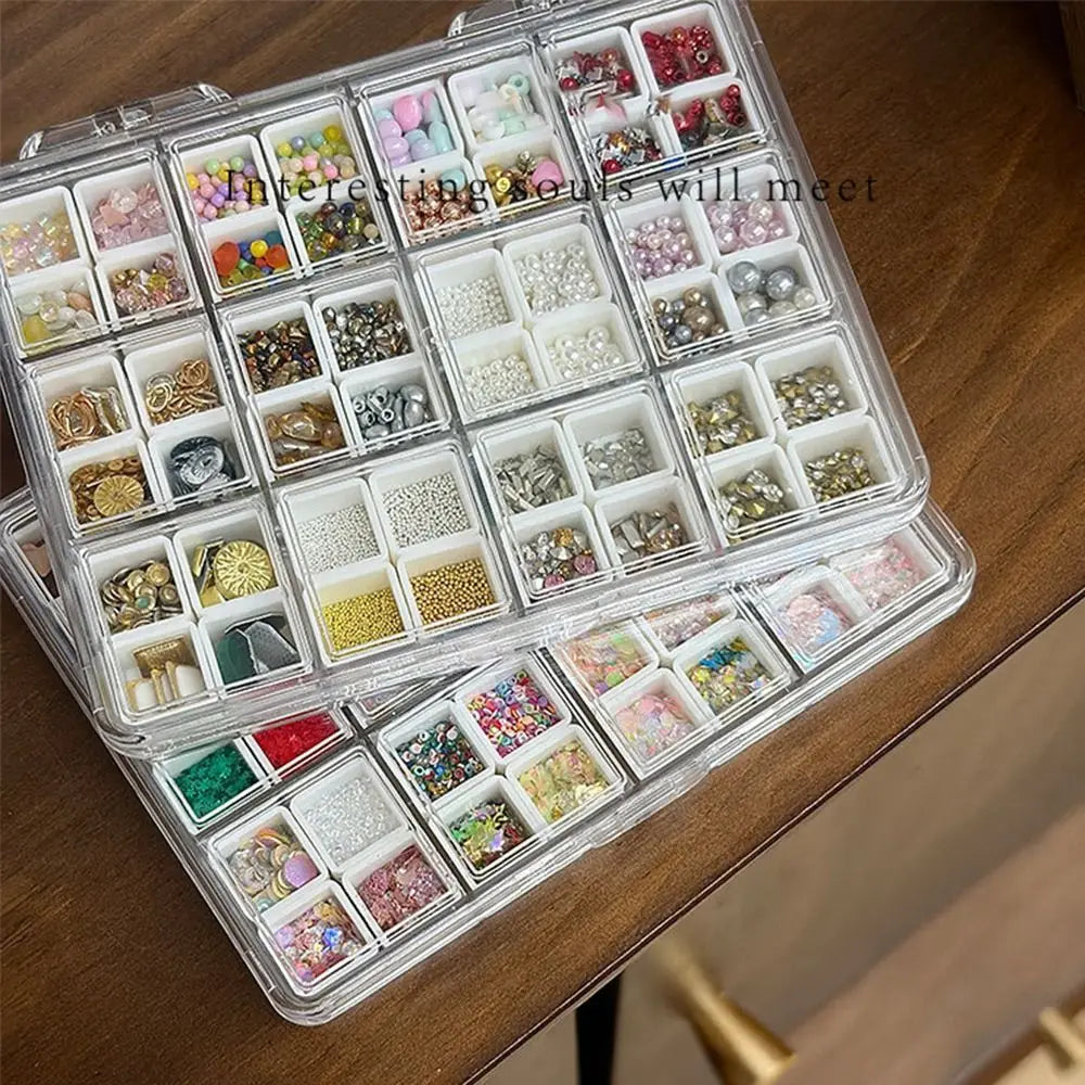 48-Grid Transparent Nail & Jewelry Storage Box Organizer Nail Storage Organizer QXL