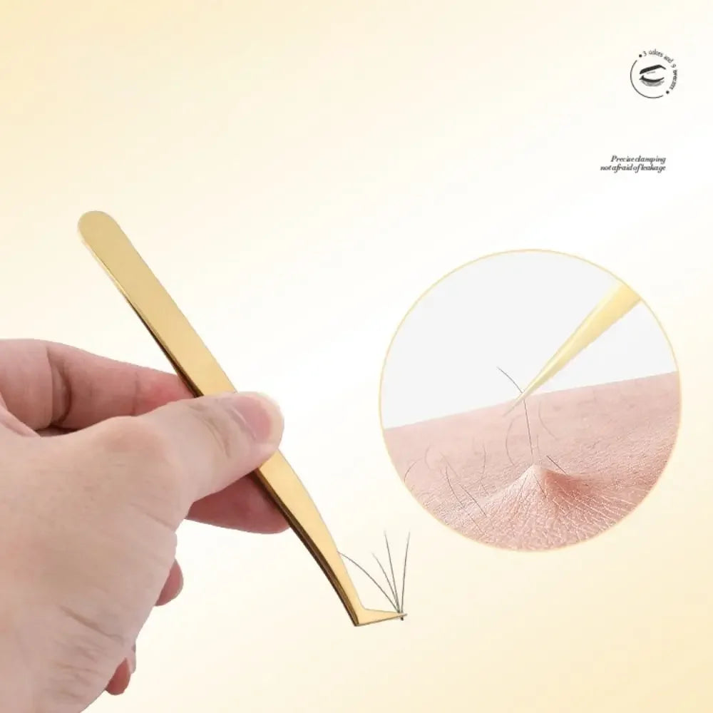 Gold Stainless Steel Lash Extension Tweezers – Curved & Straight Lash Extension Tweezers QXL