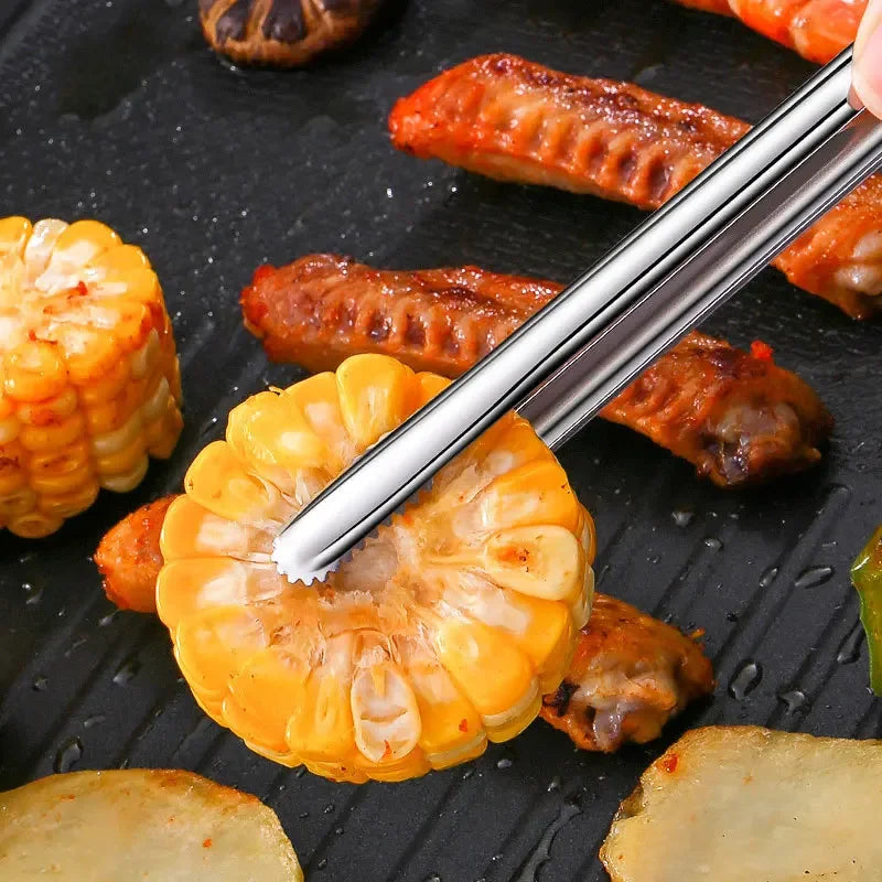 Stainless Steel BBQ Grill Tongs | Non-Slip Kitchen Food Clip BBQ Grill Tongs QXL