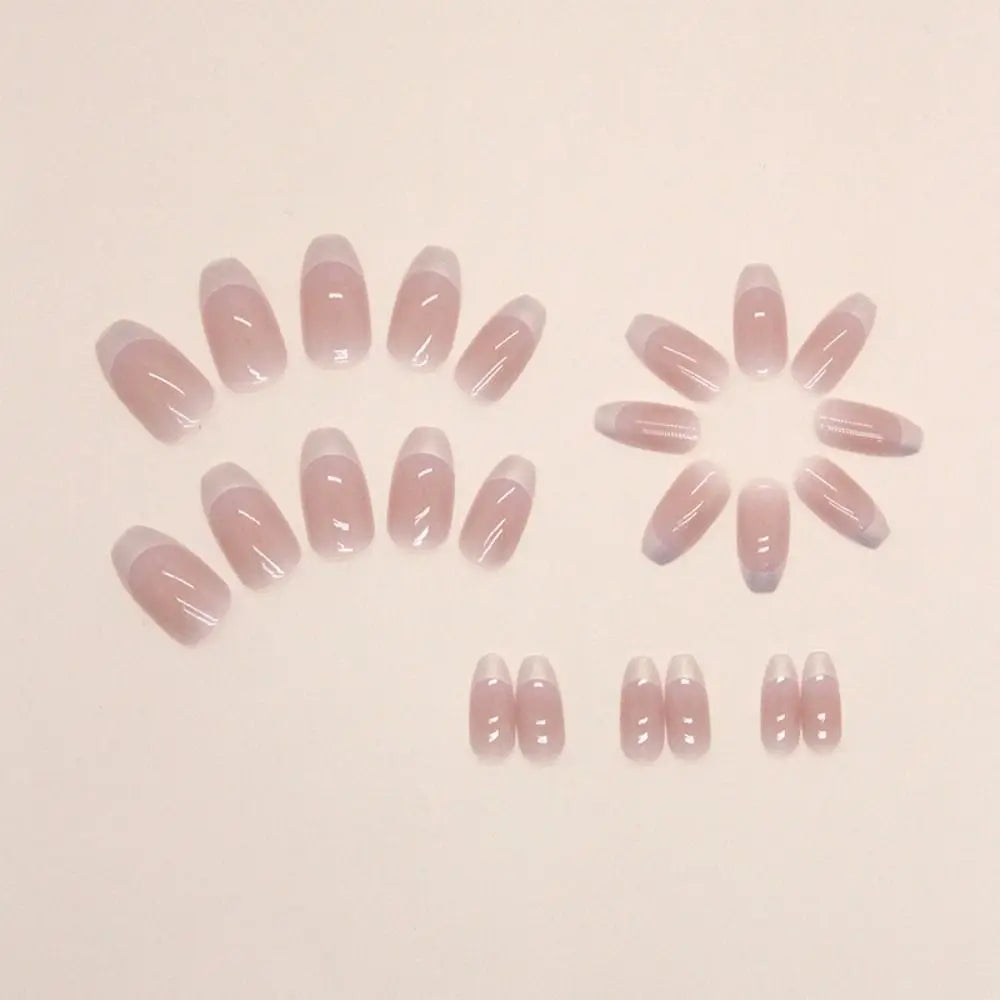 Long Ballerina False Nails Glitter Gold Pink Aurora 24-Pack Press-On Nail Tips QXL