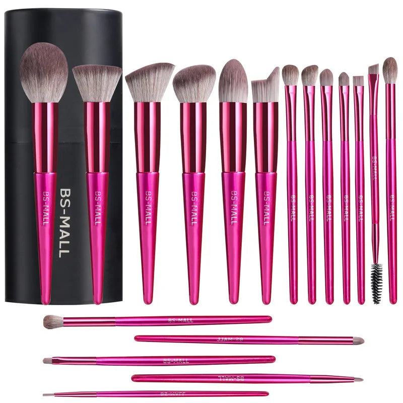 18-Piece Long-Handle Makeup Brush Set | Red Professional Kit Makeup Brush Set QXL