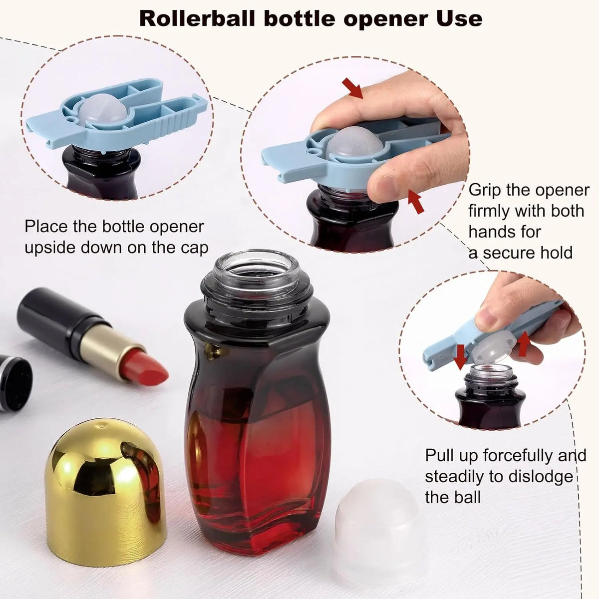 2-Pack 50ml Gradient Red Glass Roller Bottles + Opener Glass Roller Bottles QXL
