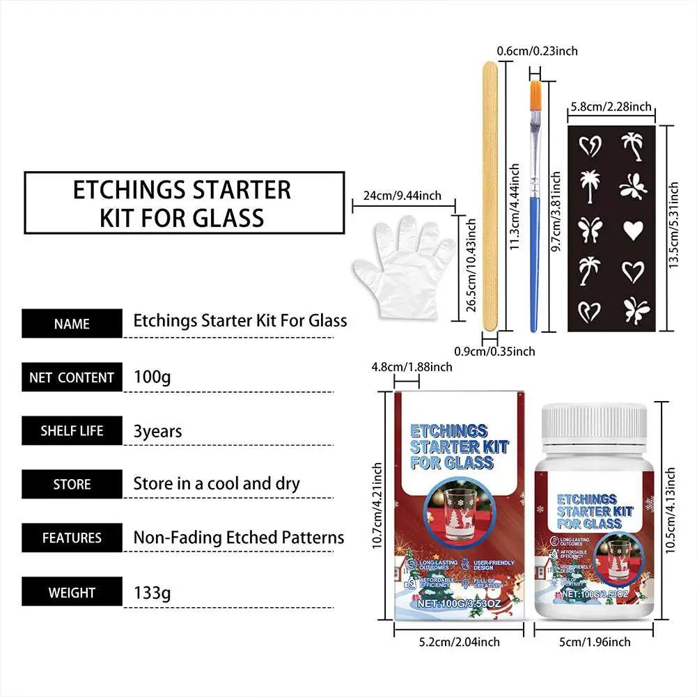 Frosted Glass Etching Kit 100g | 6 Tools for Beginners Glass Etching Kit QXL